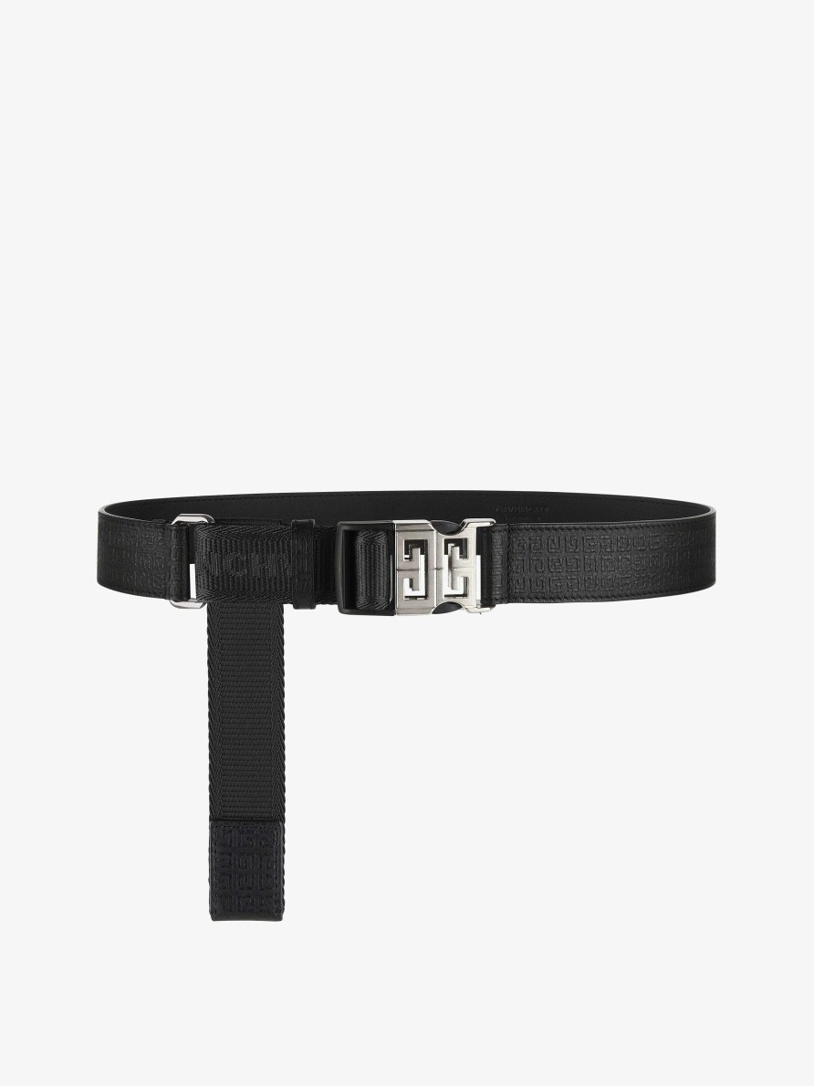 Men Givenchy Belts | 4G Release Buckle Belt In Micro 4G Leather And Webbing Black