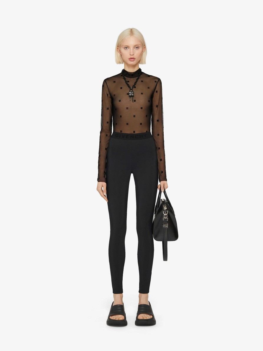 Women Givenchy Pants | Leggings In Jersey With Givenchy Waistband Black