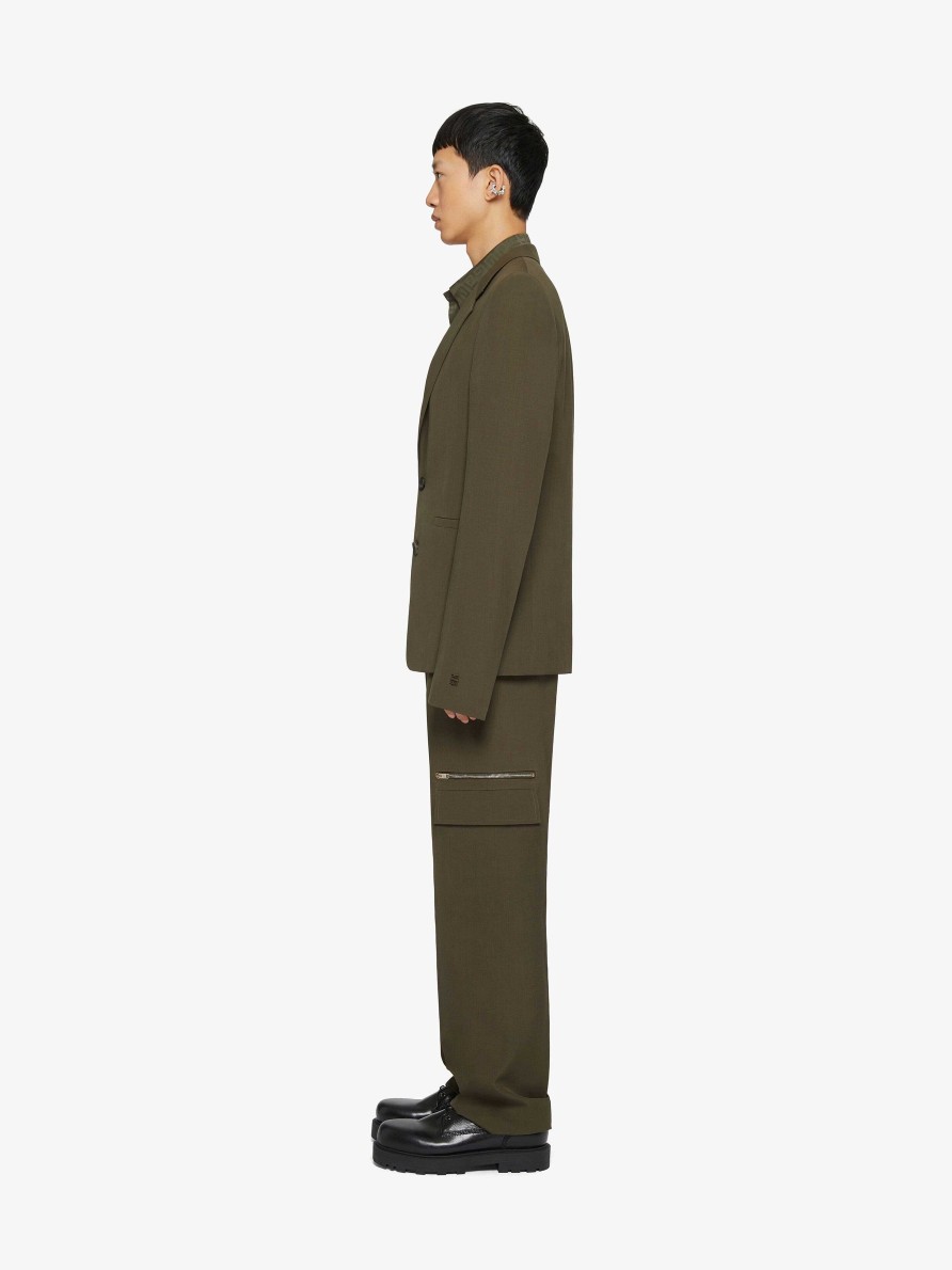 Men Givenchy Jackets & Coats | Slim Fit Jacket In Wool Khaki