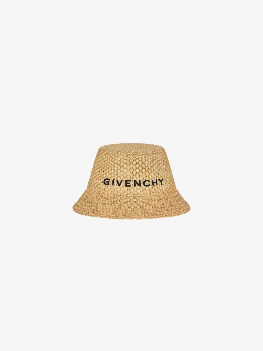 Women Givenchy Other Accessories | Givenchy Bucket Hat In Raffia Natural