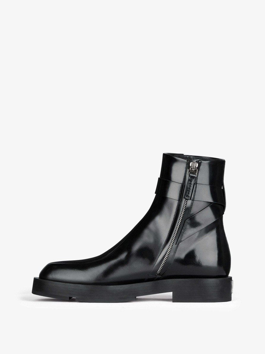 Men Givenchy Boots & Derbies | Squared Boots In Leather With 4G Buckle Black