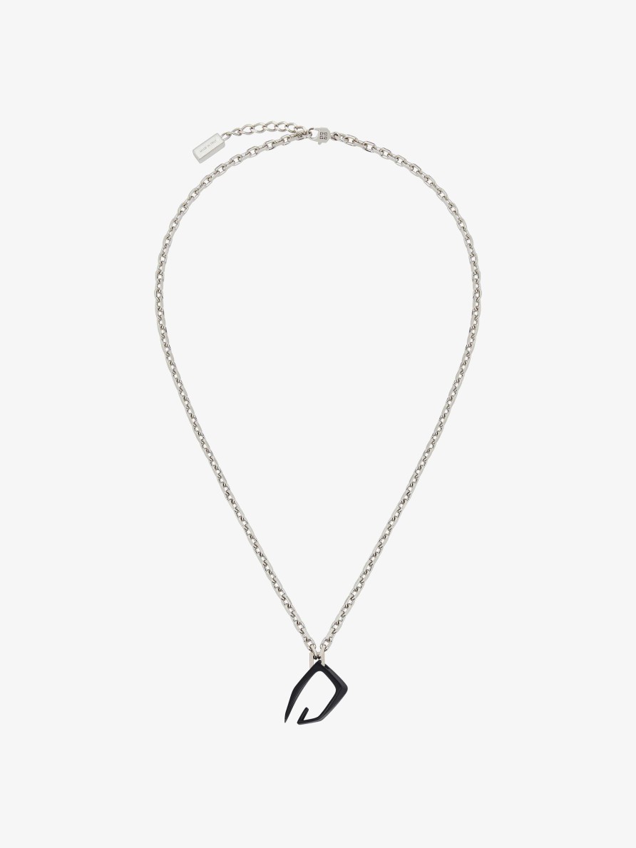 Men Givenchy Jewelry | Giv Cut Necklace In Metal And Enamel Black