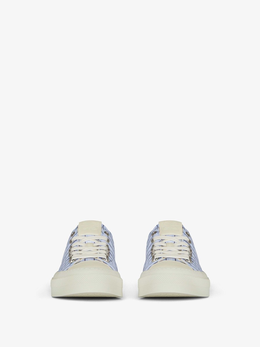 Men Givenchy Sneakers | City Sneakers In Cotton Canvas Baby Blue