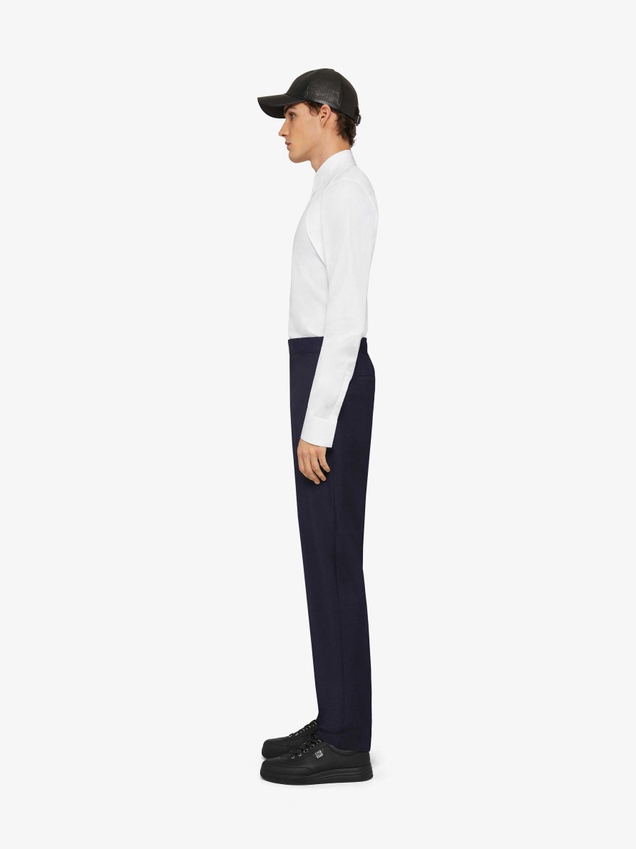 Men Givenchy Pants | Slim-Fit Pants In Technical Wool Navy