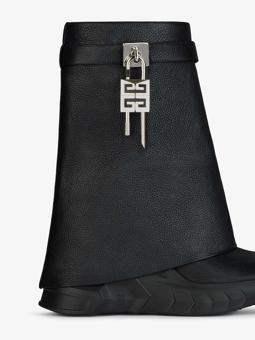 Women Givenchy Shark Lock | Shark Lock Biker Ankle Boots In Grained Leather Black