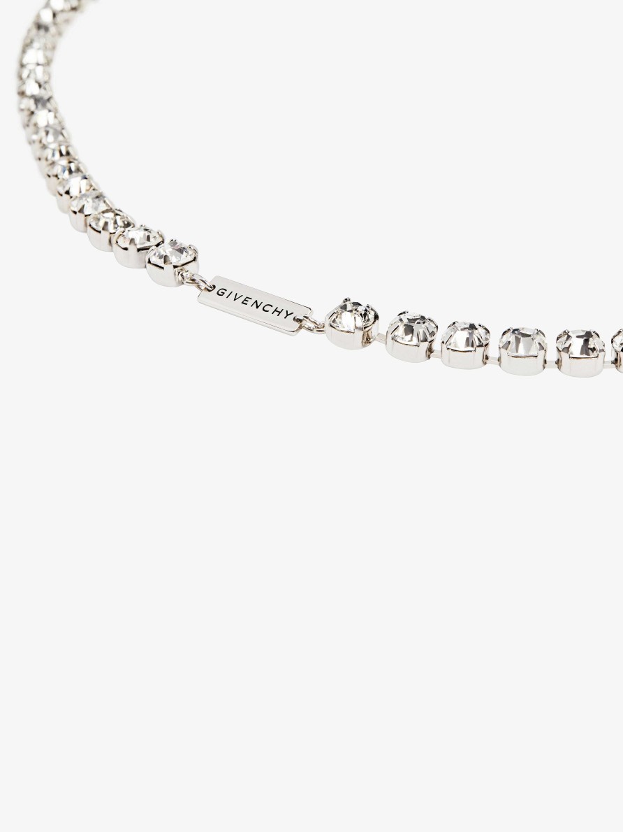 Men Givenchy Jewelry | 4G Crystal Long Necklace In Metal With Crystals Silvery