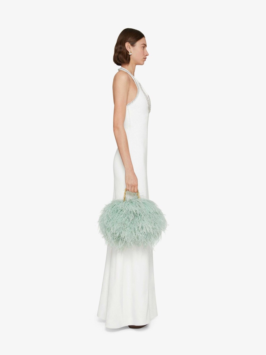 Women Givenchy Dresses | Evening Dress In Crepe And Satin With Pearls And Crystals White/Silvery