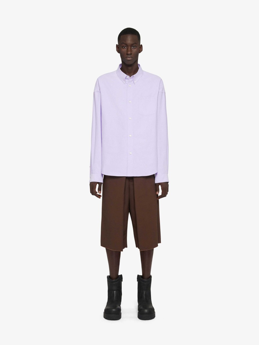 Men Givenchy Shirts | Shirt In Cotton With Pocket Lilac