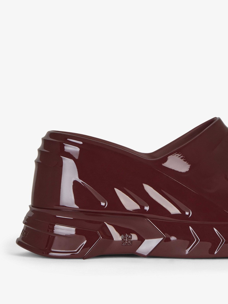 Women Givenchy Slides & Sandals | Marshmallow Wedge Sandals In Rubber Oxblood Red