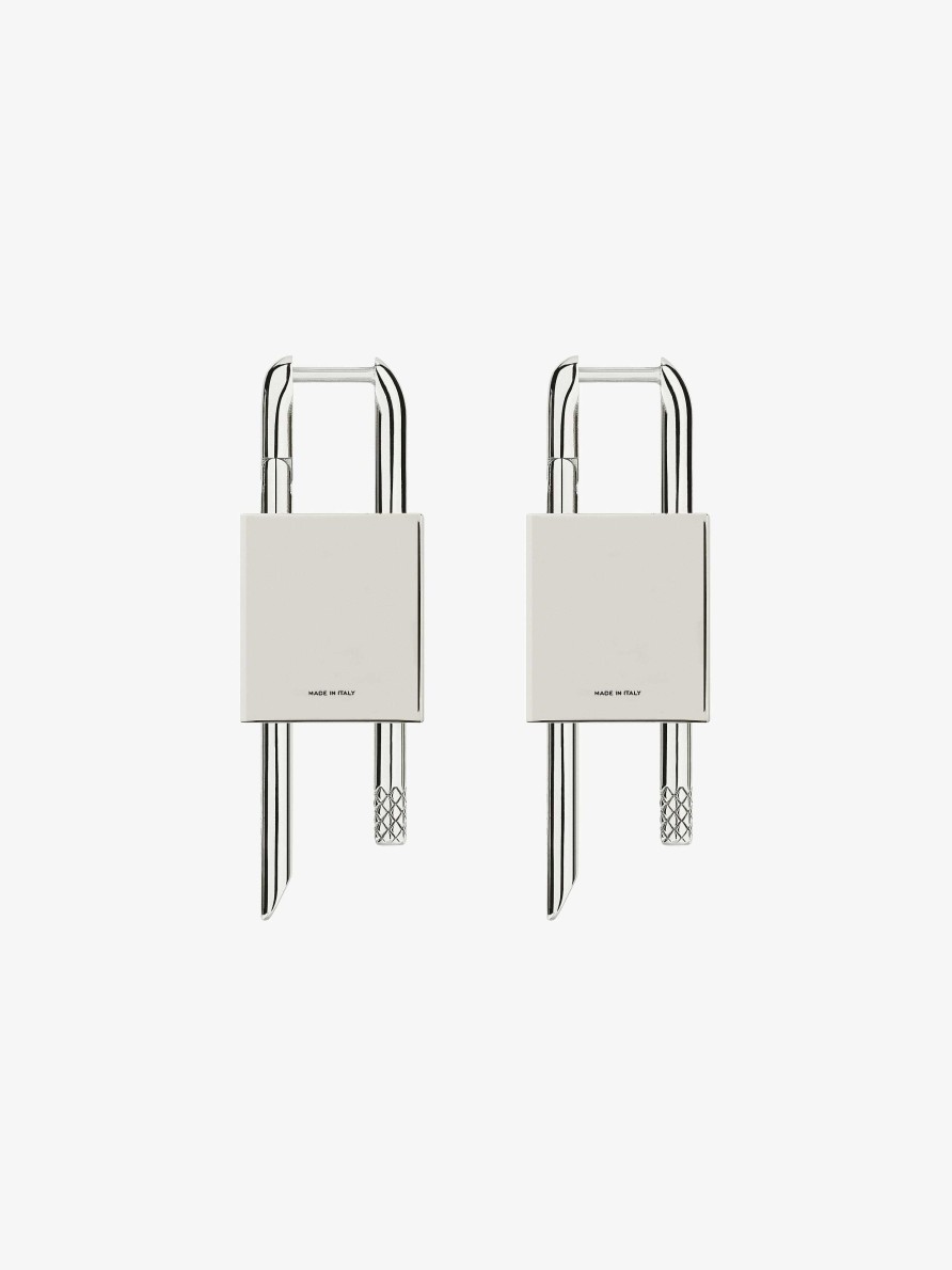 Women Givenchy Jewelry | Lock Earrings In Metal Silvery