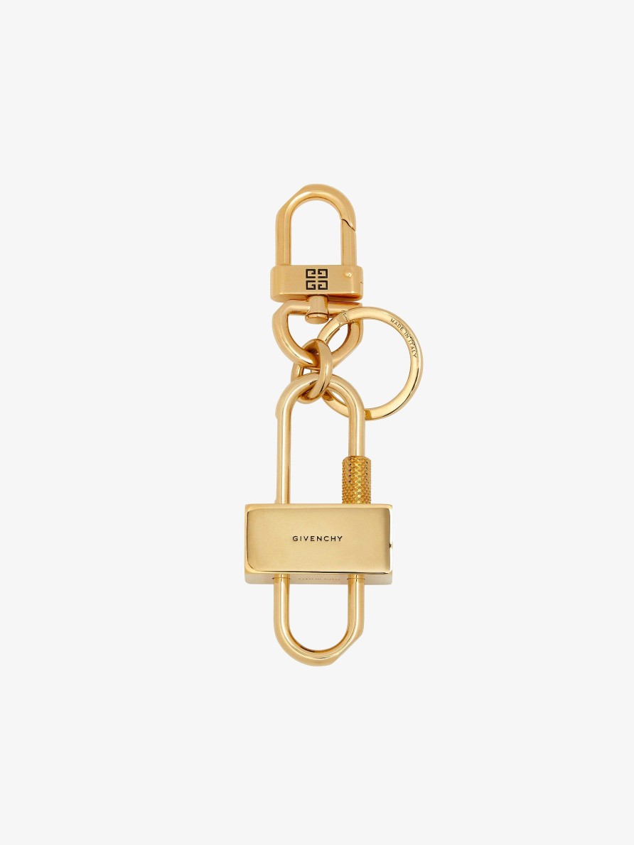 Men Givenchy Other Accessories | Givenchy Padlock Keyring In Metal Golden Yellow