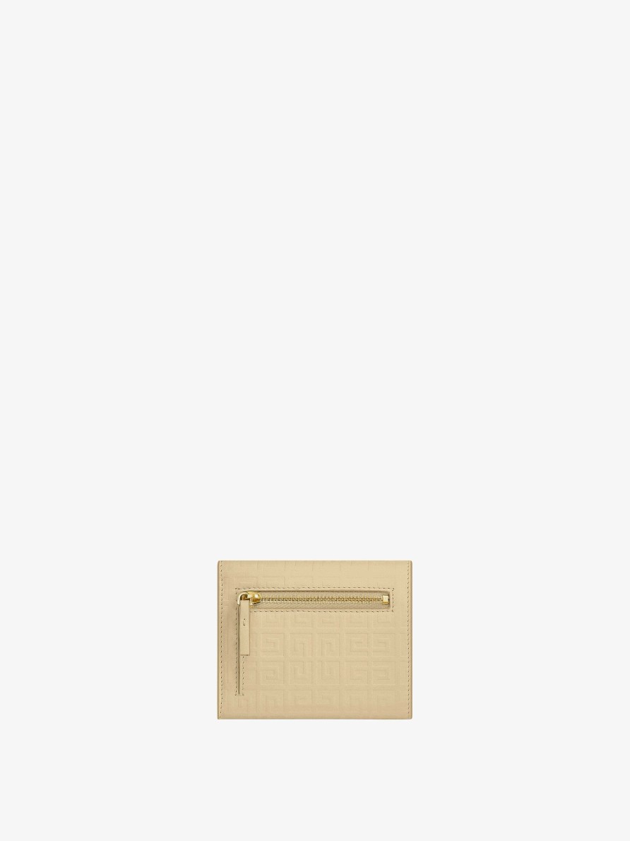 Women Givenchy Small Leather Goods | G-Cut Wallet In 4G Leather Natural Beige