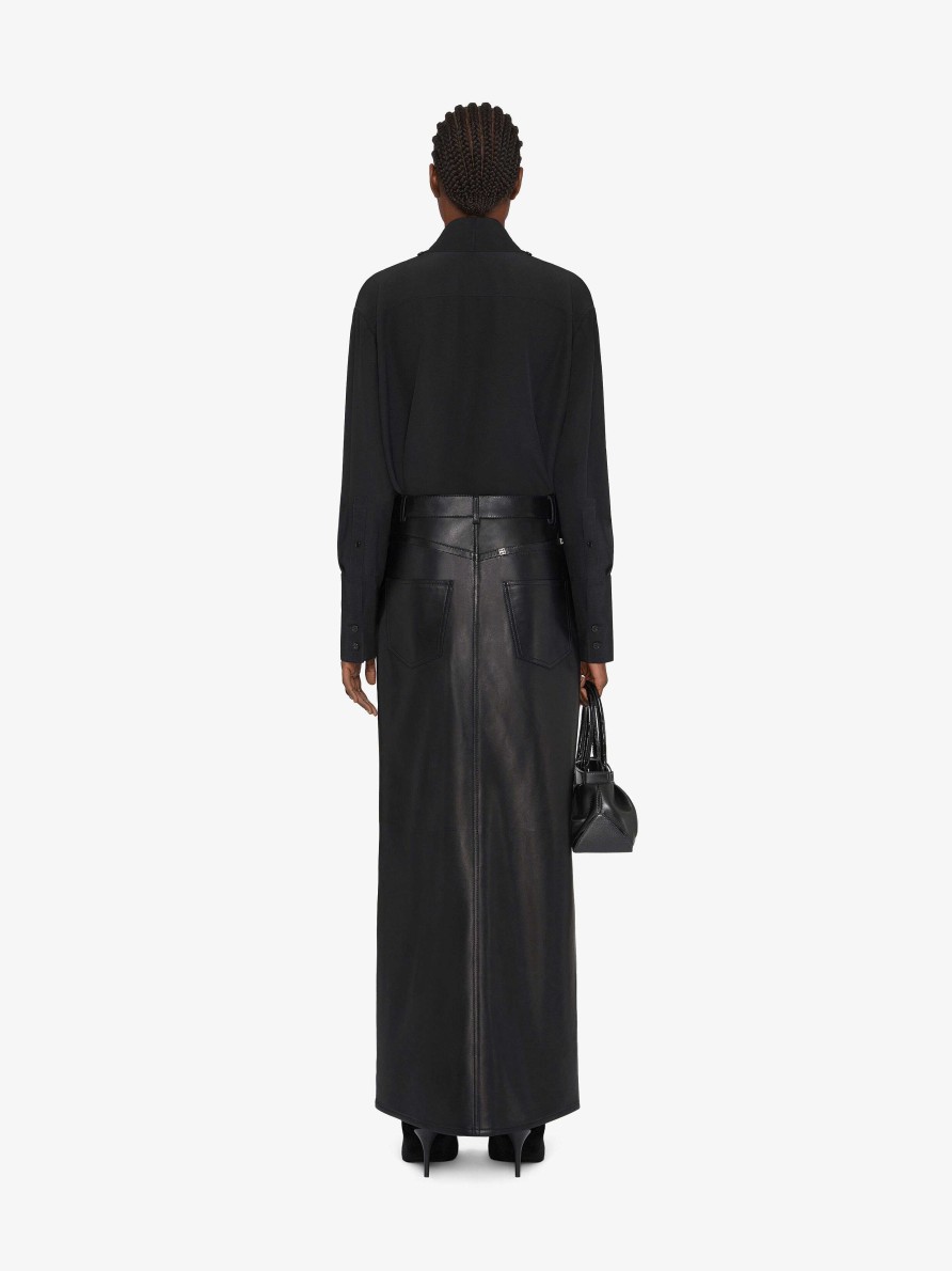 Women Givenchy Skirts | Skirt In Leather With Slit Black