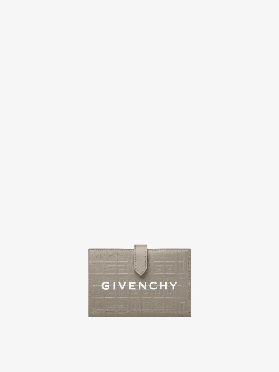 Women Givenchy Small Leather Goods | G-Cut Wallet In 4G Leather Stone Grey