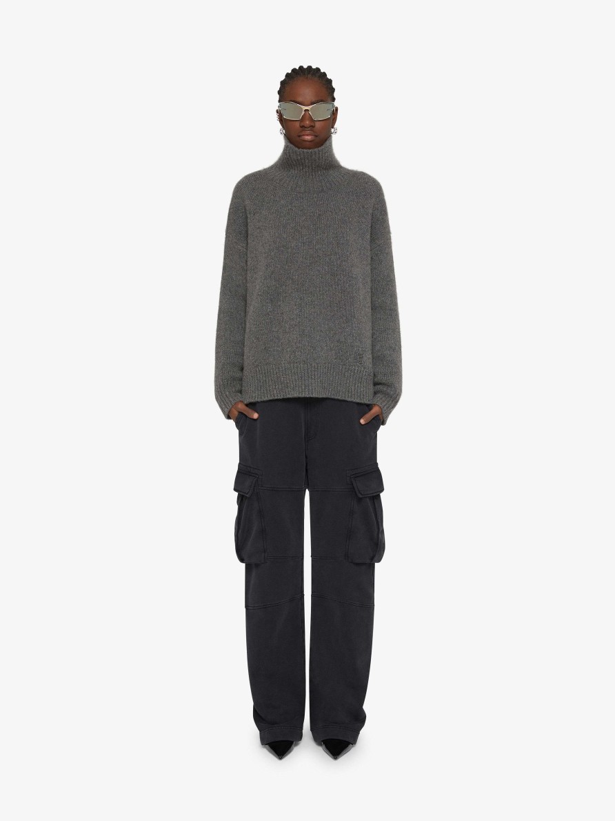 Women Givenchy Knitwear | Turtleneck Sweater In Cashmere Grey Mix