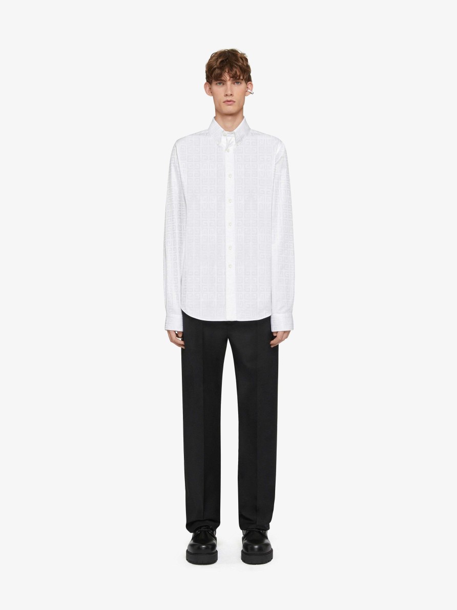 Men Givenchy Shirts | Shirt In 4G Cotton White