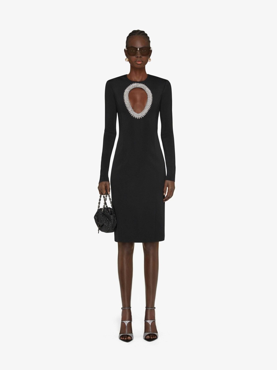 Women Givenchy Dresses | Evening Dress In Knit With Pearls And Crystals Black