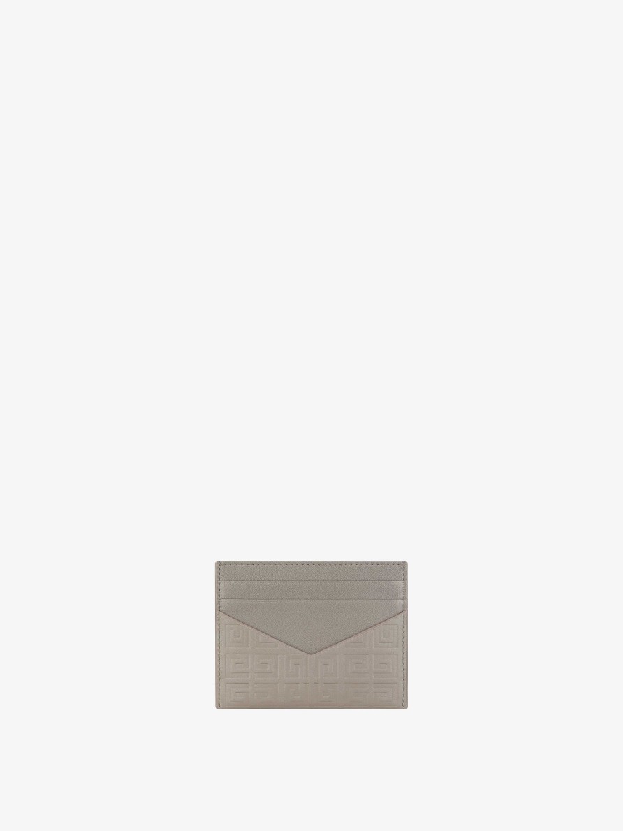 Women Givenchy Small Leather Goods | G-Cut Card Holder In 4G Leather Stone Grey