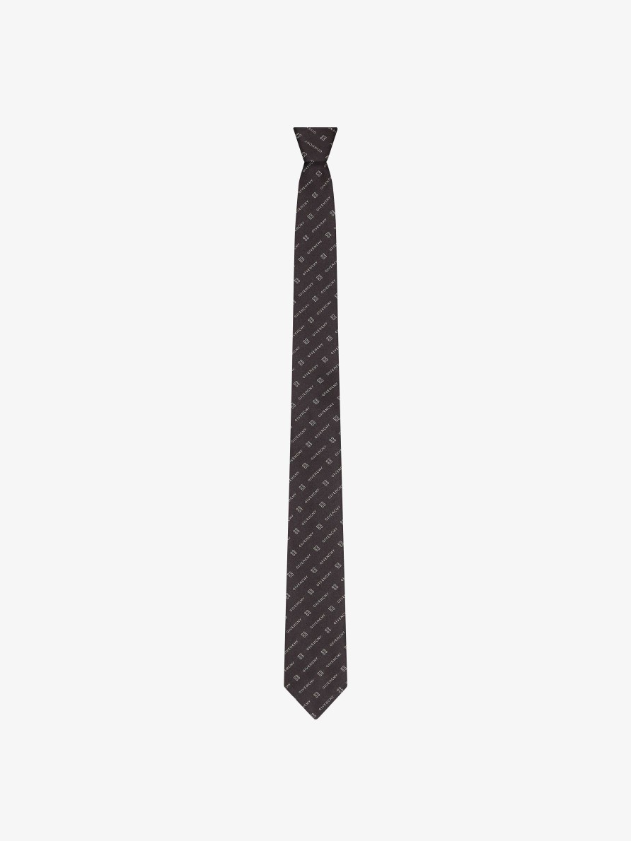 Men Givenchy Scarves & Ties | Givenchy 4G Tie In Silk Black