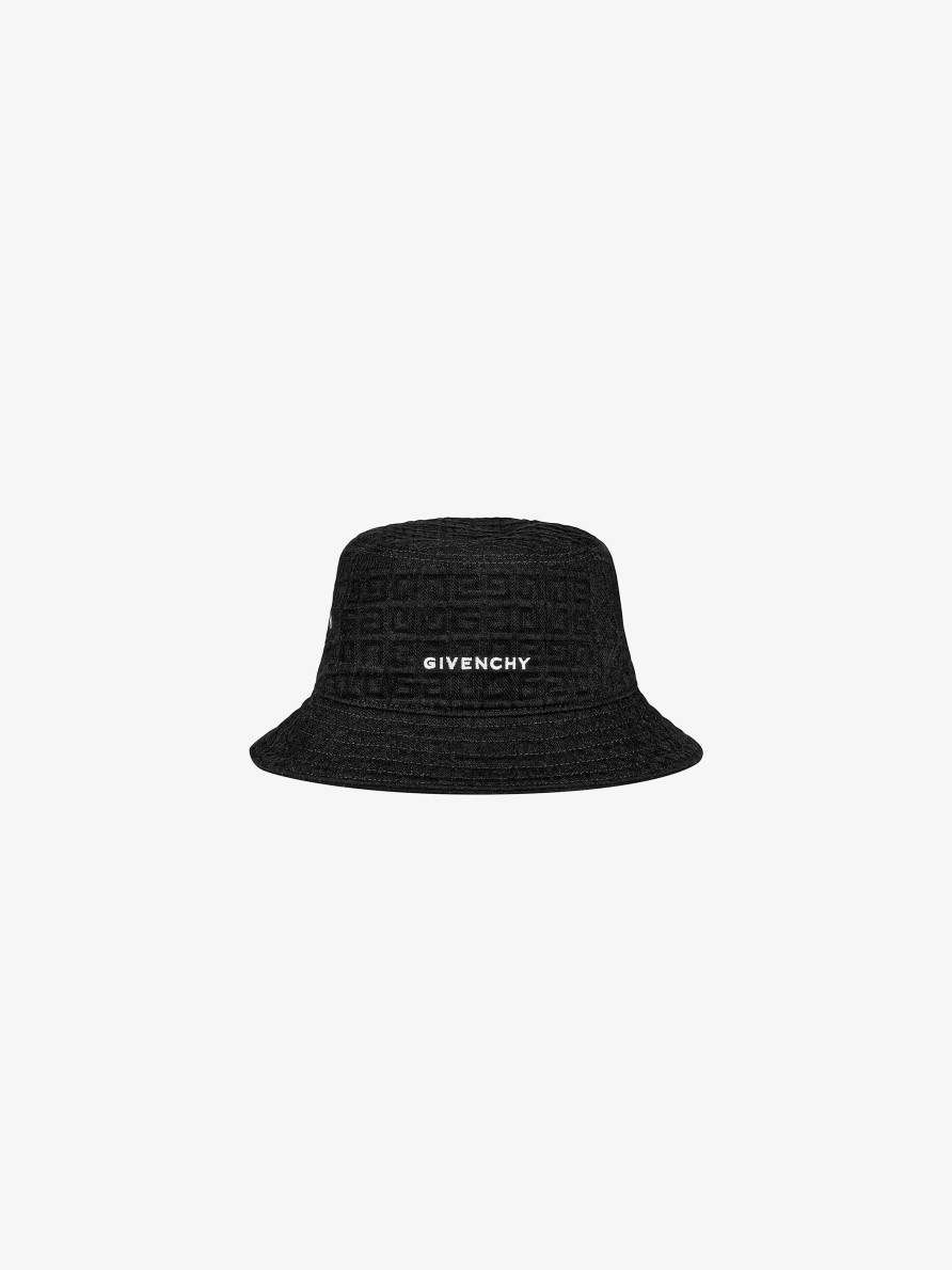 Men Givenchy Beanies & Caps | Givenchy Bucket Hat In 4G Denim Black