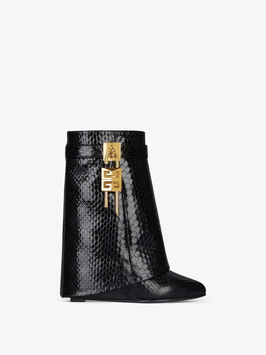 Women Givenchy Boots & Booties | Shark Lock Ankle Boots In Python Black