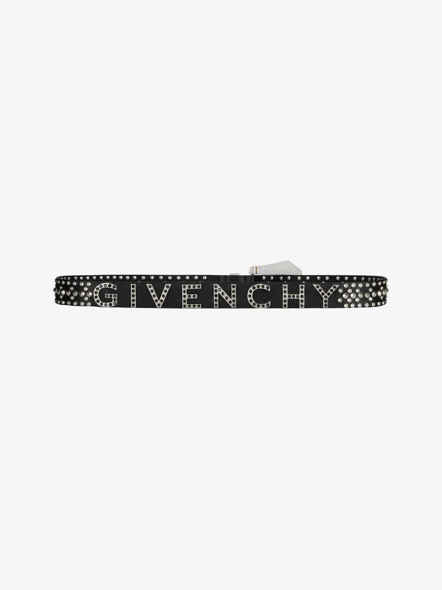 Men Givenchy Belts | Belt In Leather With Studs And Crystals Black