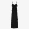 Women Givenchy Dresses | Evening Straps Dress With Feathers And Lurex Black