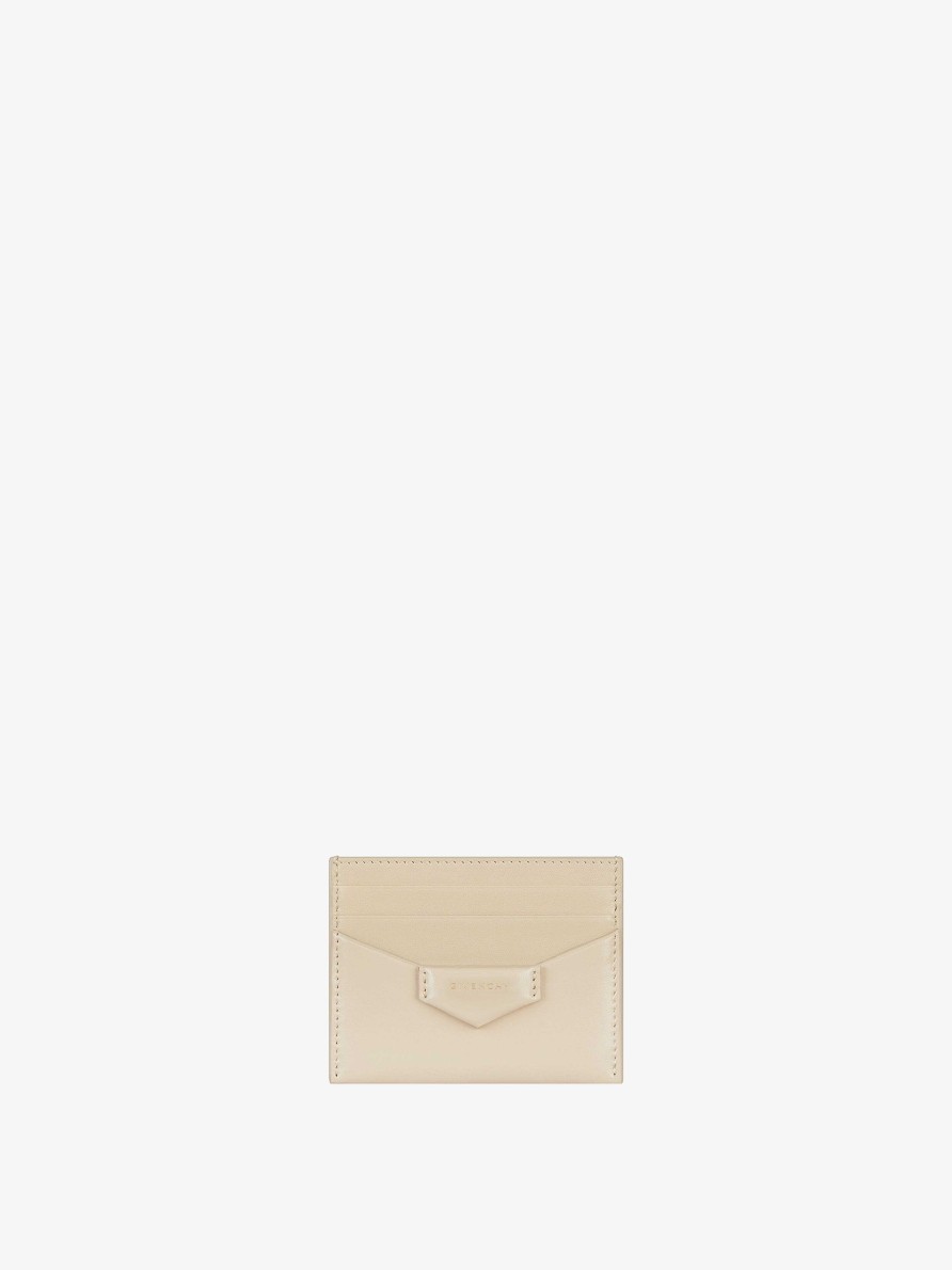 Women Givenchy Small Leather Goods | Antigona Card Holder In Box Leather Natural Beige