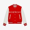 Men Givenchy Outerwear & Blousons | Givenchy Varsity Jacket In Wool And Leather White/Red