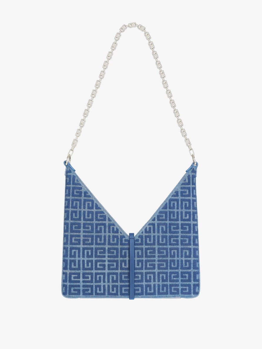 Women Givenchy Shoulder Bags | Small Cut Out Bag In 4G Denim With Chain Medium Blue