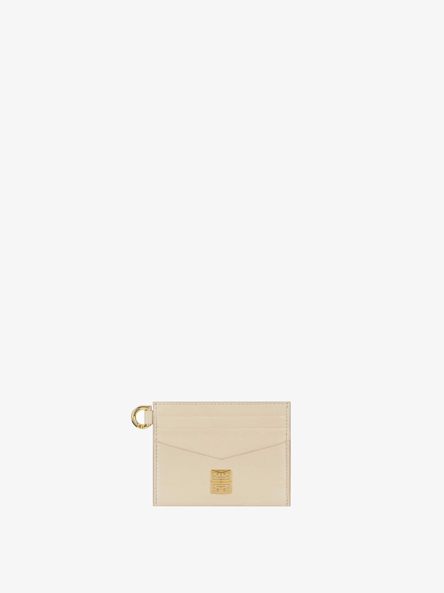 Women Givenchy Small Leather Goods | 4G Card Holder In Grained Leather Natural Beige