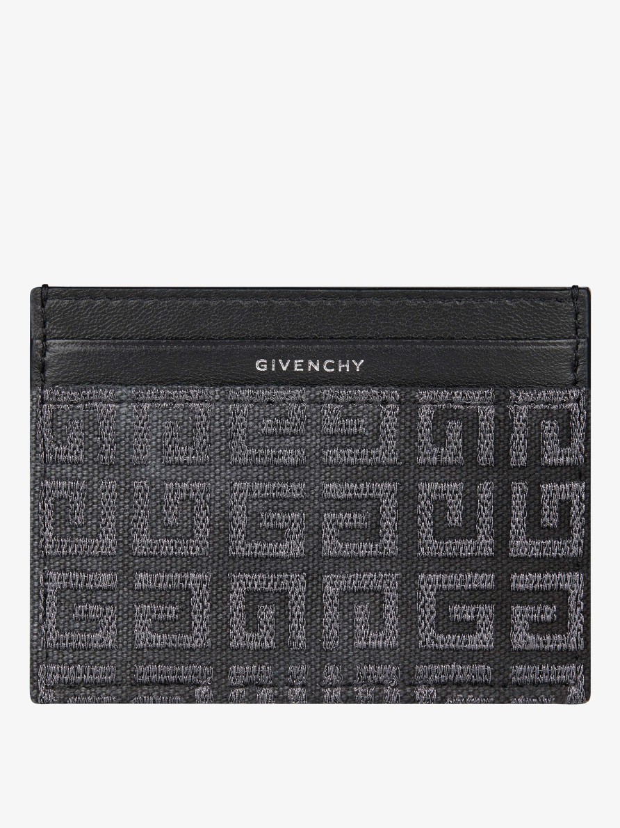 Women Givenchy Small Leather Goods | G-Cut Card Holder In 4G Lurex Embroidery And Leather Dark Grey