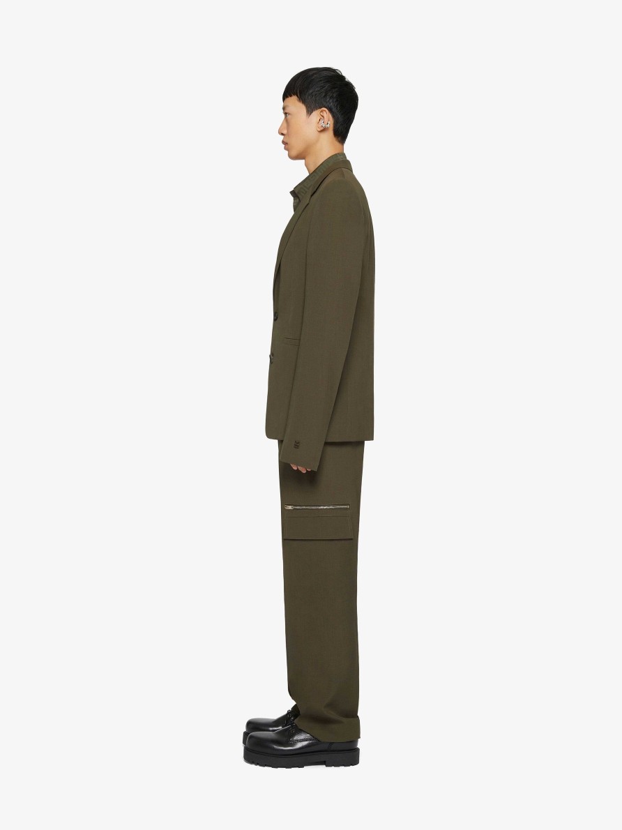 Men Givenchy Pants | Tailored Pants In Wool With Pocket Details Khaki