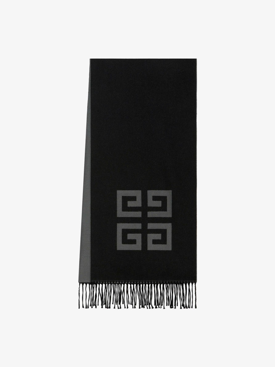 Men Givenchy Scarves & Ties | 4G Scarf In Wool Black/Grey