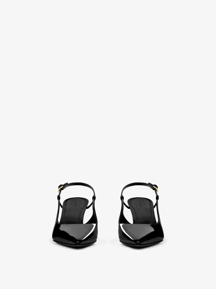 Women Givenchy Heels | G Cube Slingbacks In Patent Leather Black