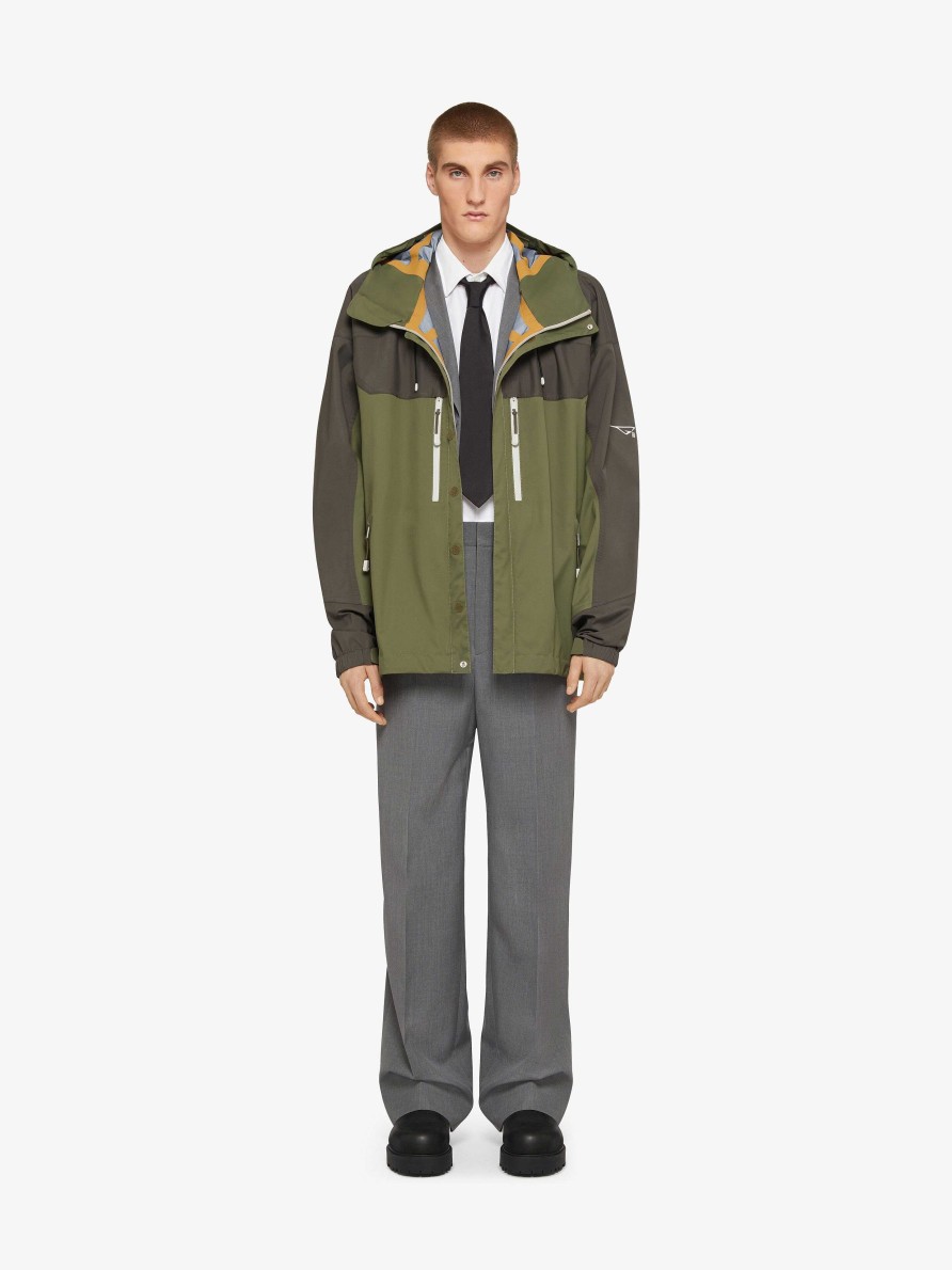 Men Givenchy Outerwear & Blousons | Technical Hooded Jacket Olive Green