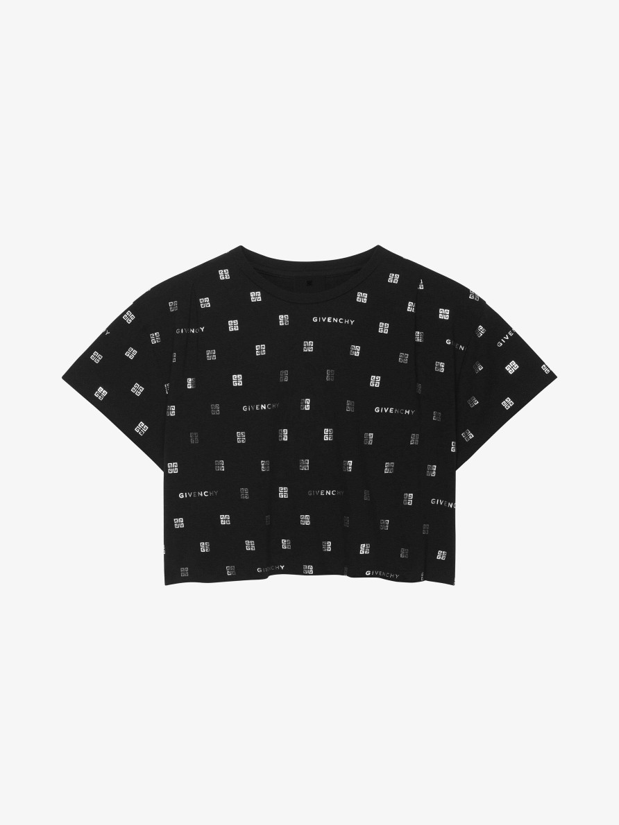 Women Givenchy Girl (4 To 12 Years) | T-Shirt In Givenchy 4G Cotton Black/Silvery