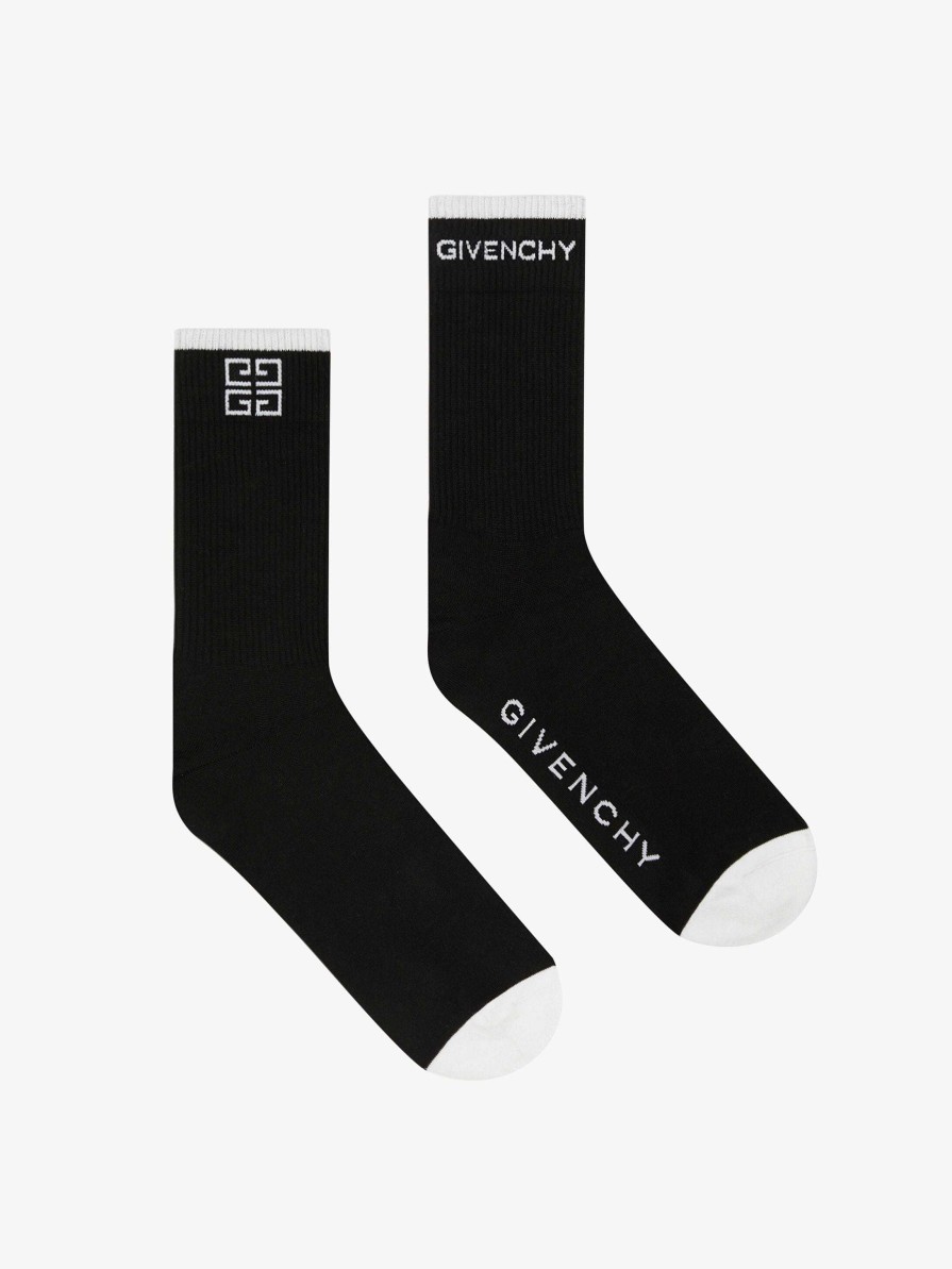 Men Givenchy Underwear | Givenchy 4G Socks In Cotton Black/White