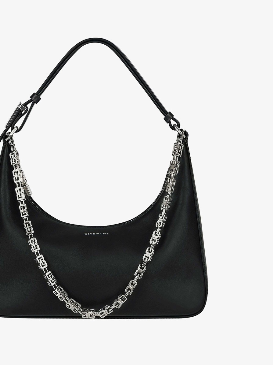 Women Givenchy Shoulder Bags | Small Moon Cut Out Bag In Leather With Chain Black