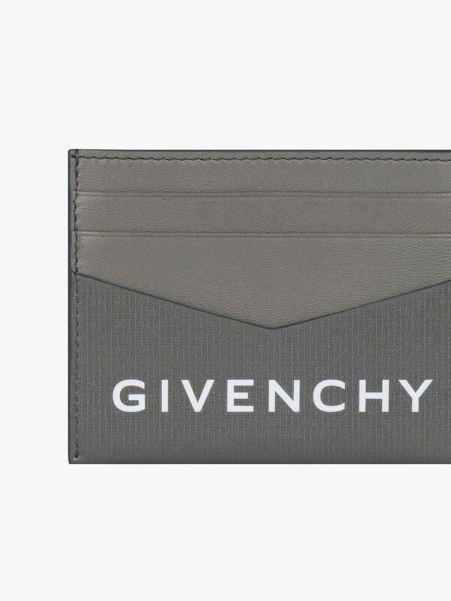 Men Givenchy Small Leather Goods | Givenchy Card Holder In 4G Leather Quartz Grey