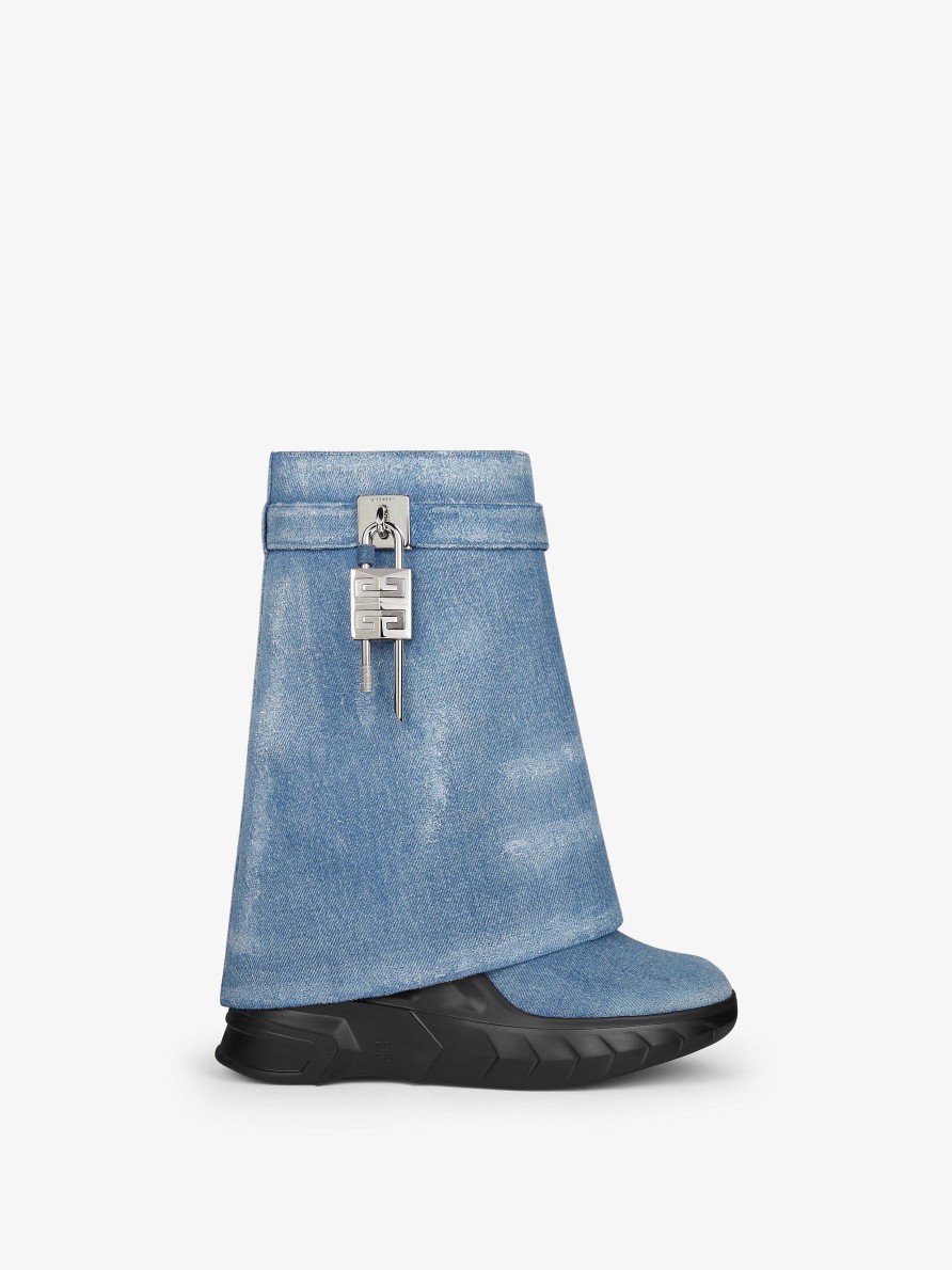 Women Givenchy Shark Lock | Shark Lock Biker Ankle Boots In Denim Medium Blue