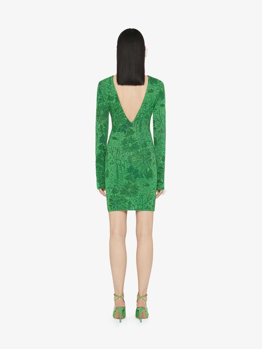 Women Givenchy Dresses | Dress In Lurex With Floral Jacquard Absynthe Green