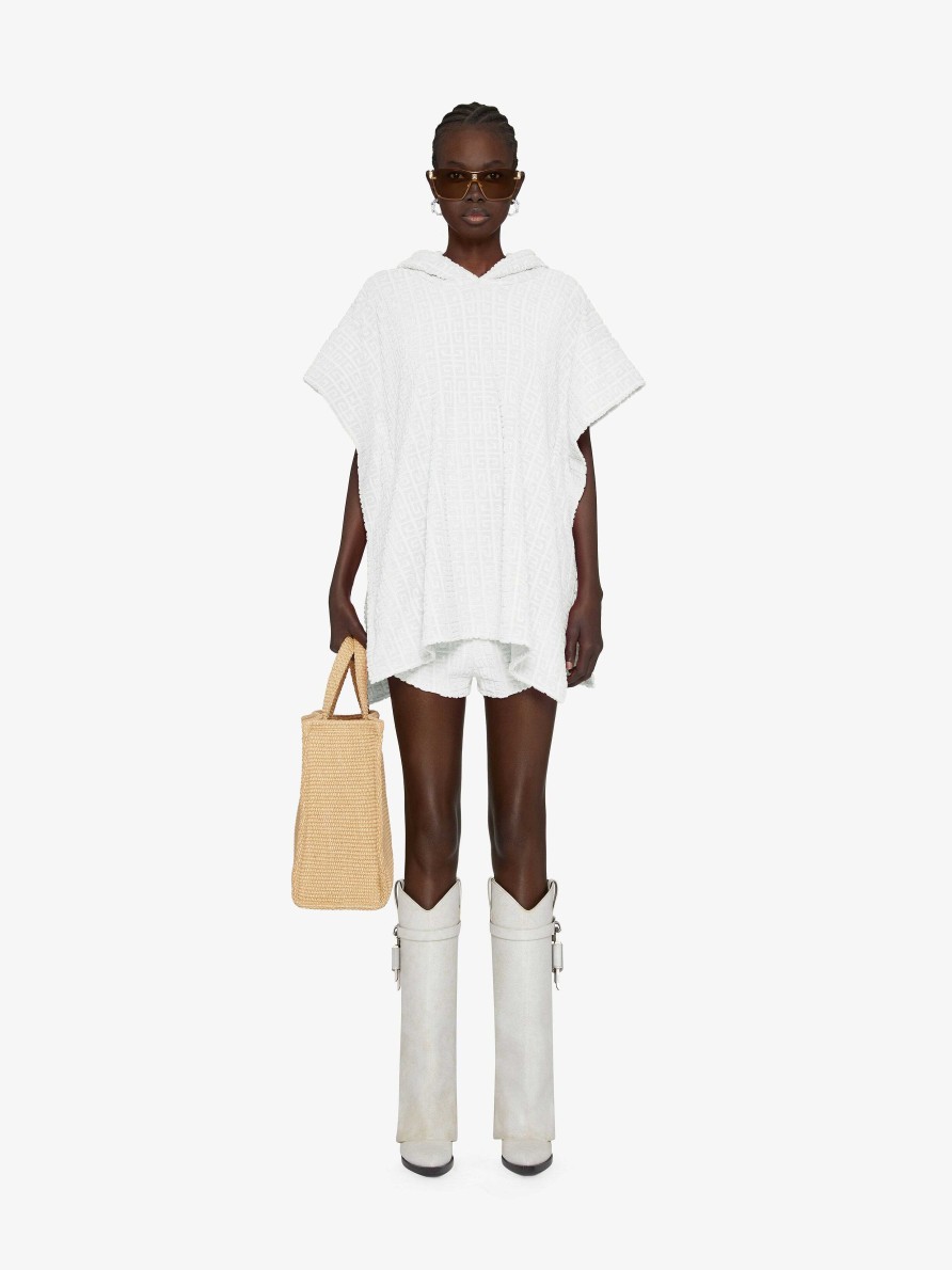 Women Givenchy Tops & Shirts | Poncho In 4G Cotton Towelling Jacquard White