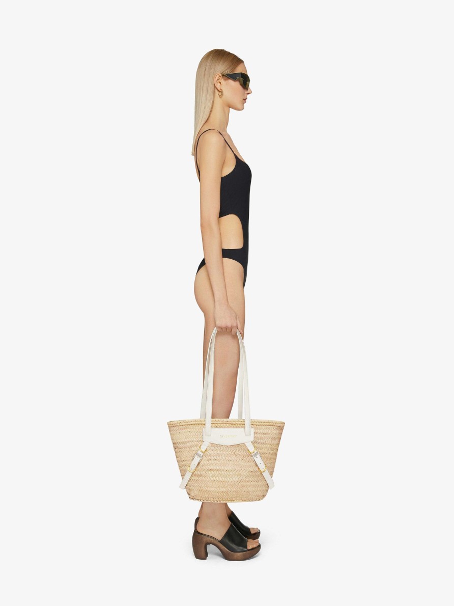 Women Givenchy Voyou | Medium Voyou Basket Bag In Raffia Ivory