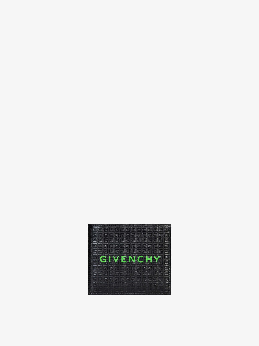 Men Givenchy Small Leather Goods | Givenchy Wallet In 4G Micro Leather Black/Green