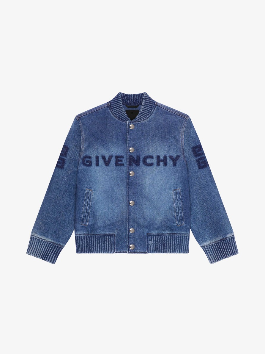 Men Givenchy Boy (4 To 12 Years) | Givenchy Varsity Jacket In Denim Denim Blue