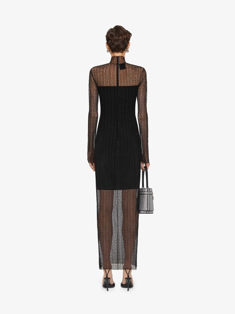 Women Givenchy Dresses | Dress In 4G Lace With Rhinestones Black