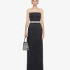 Women Givenchy Dresses | Evening Bustier Dress In Satin With Pearl Belt Black