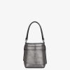 Women Givenchy Mini & Micro Bags | Micro Shark Lock Bucket Bag In Laminated Leather Silvery Grey