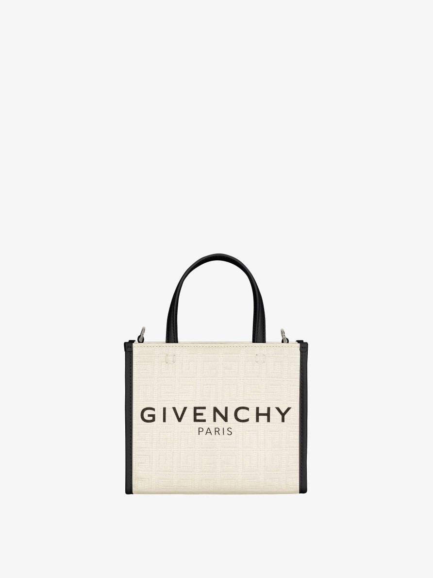 Women Givenchy G-Tote | Mini G-Tote Shopping Bag In 4G Coated Canvas Ivory